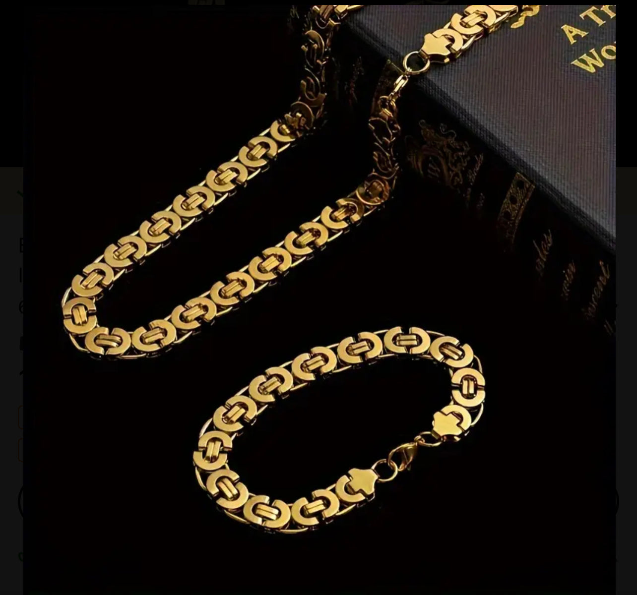 Ensemble Collier & Bracelet pour Homme Élégant en Acier Inoxydable Doré - 11mm de Large, Chaîne à Maillons Plats en Forme de U