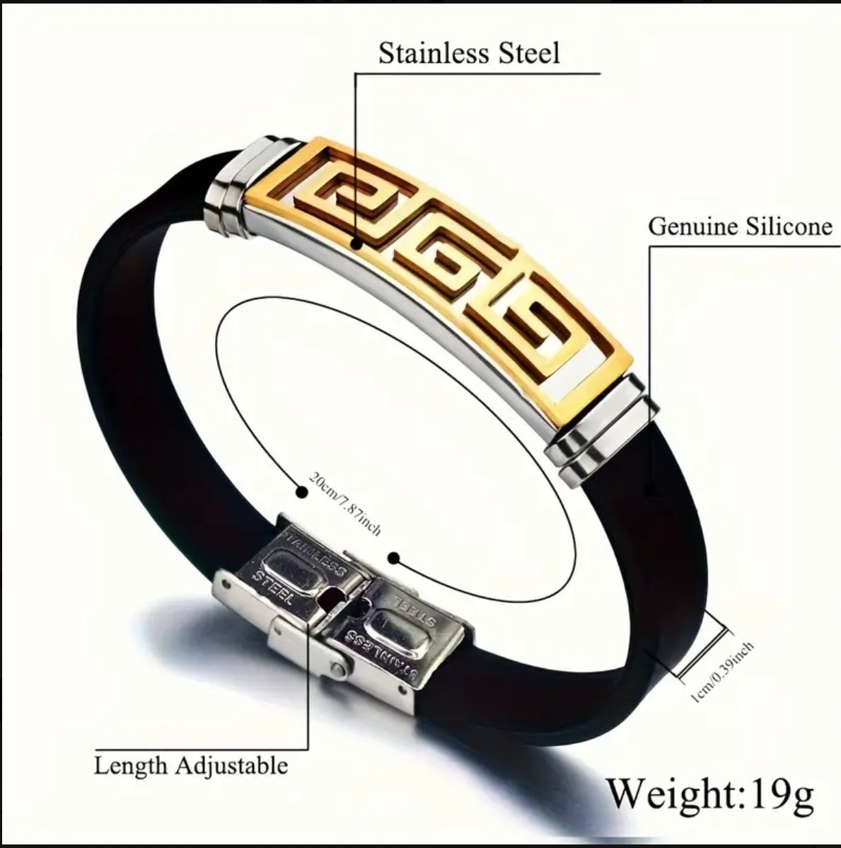 1 bracelet en acier inoxydable silicone, bracelet homme doré argenté, cadeau de vacances, cadeau de fête des pères