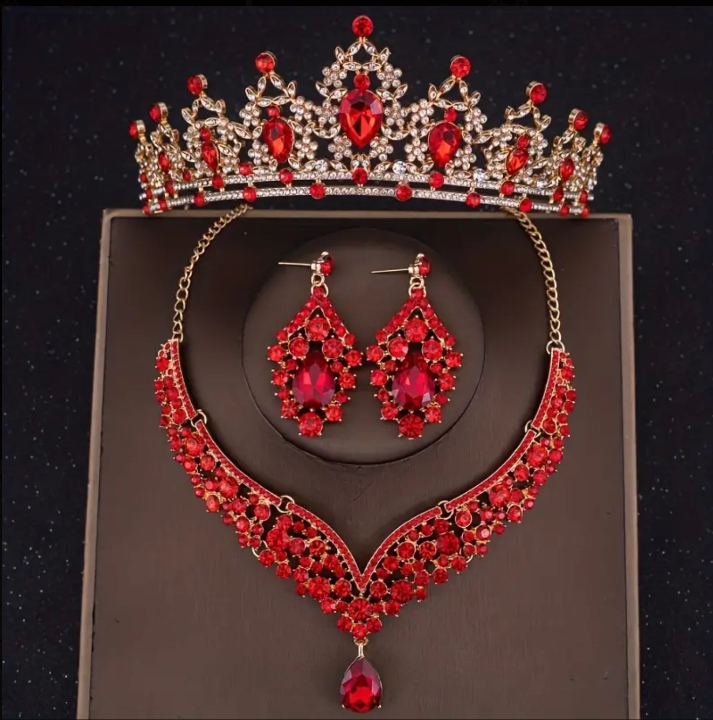 3pcs Couronne de collier de perles de rhinestones goutte d'eau - Accessoires de bijoux de mariage de mode avec soins de lavage à la main uniquement et design élégant