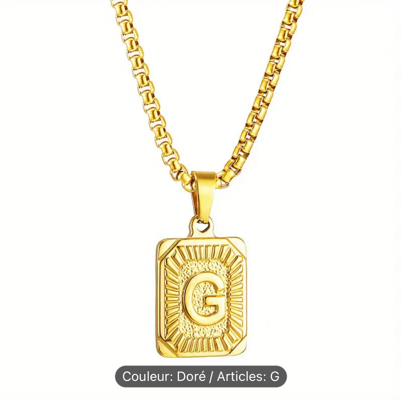 1pc Collier De Lettre Initiale Double Face Carrée G Tendance Et Créatif Avec Chaîne De 24 Pouces En Acier Inoxydable Colliers D'alphabet Pour Femmes Hommes Bijoux Cadeau Pendentif Collier Accessoires Décoratifs Pour Fête De Vacances Cadeau Accessoires G