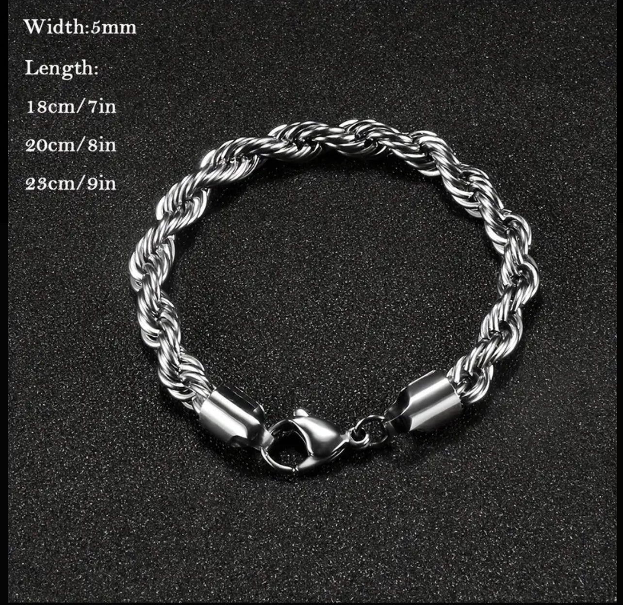 Bracelet torsadé en acier inoxydable, pour hommes et femmes