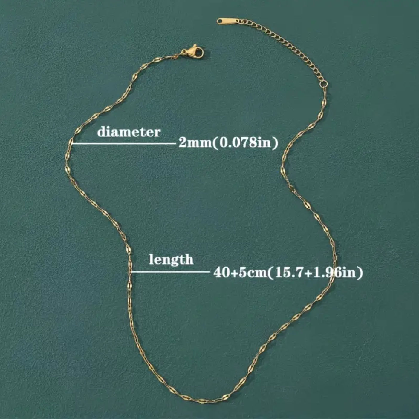 chaîne en acier inoxydable pour colliers à breloques, fermoir à lèvres, bijoux superposables pour femmes - longueur réglable.