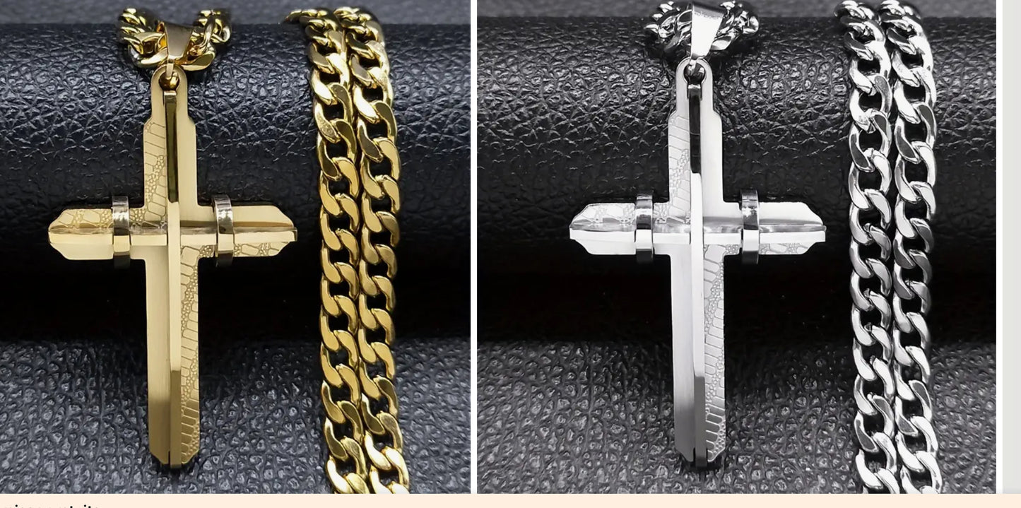 Collier Pendentif Croix en Acier Inoxydable pour Hommes - Élégant & Durable