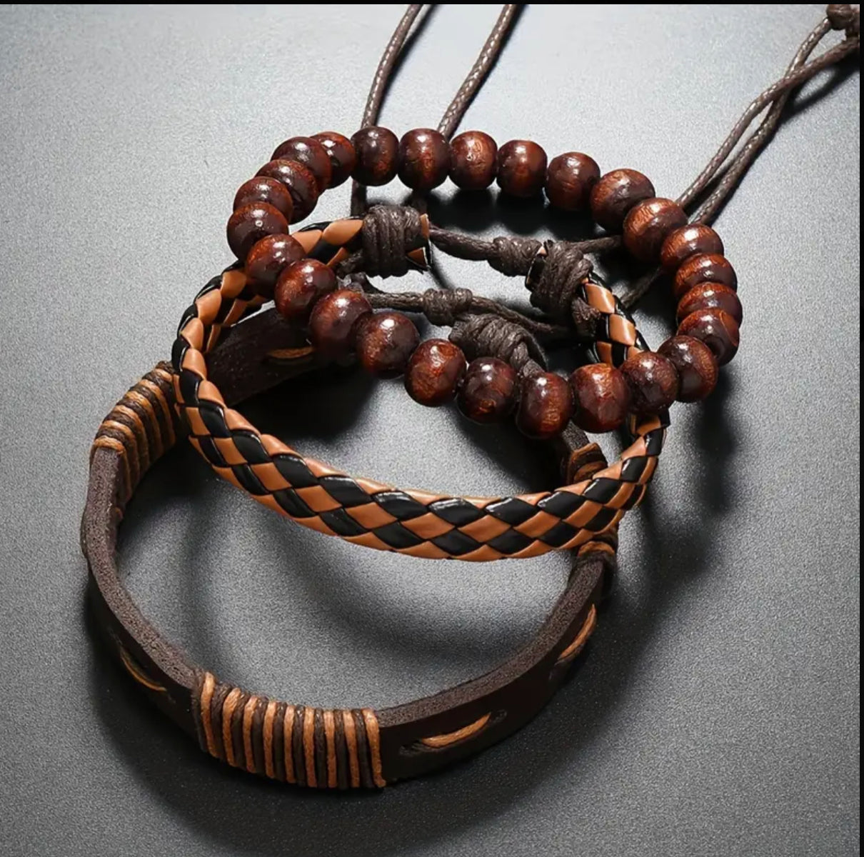 Ensemble de bracelets en cuir multicouches - Bracelets en cuir PU décontractés pour hommes