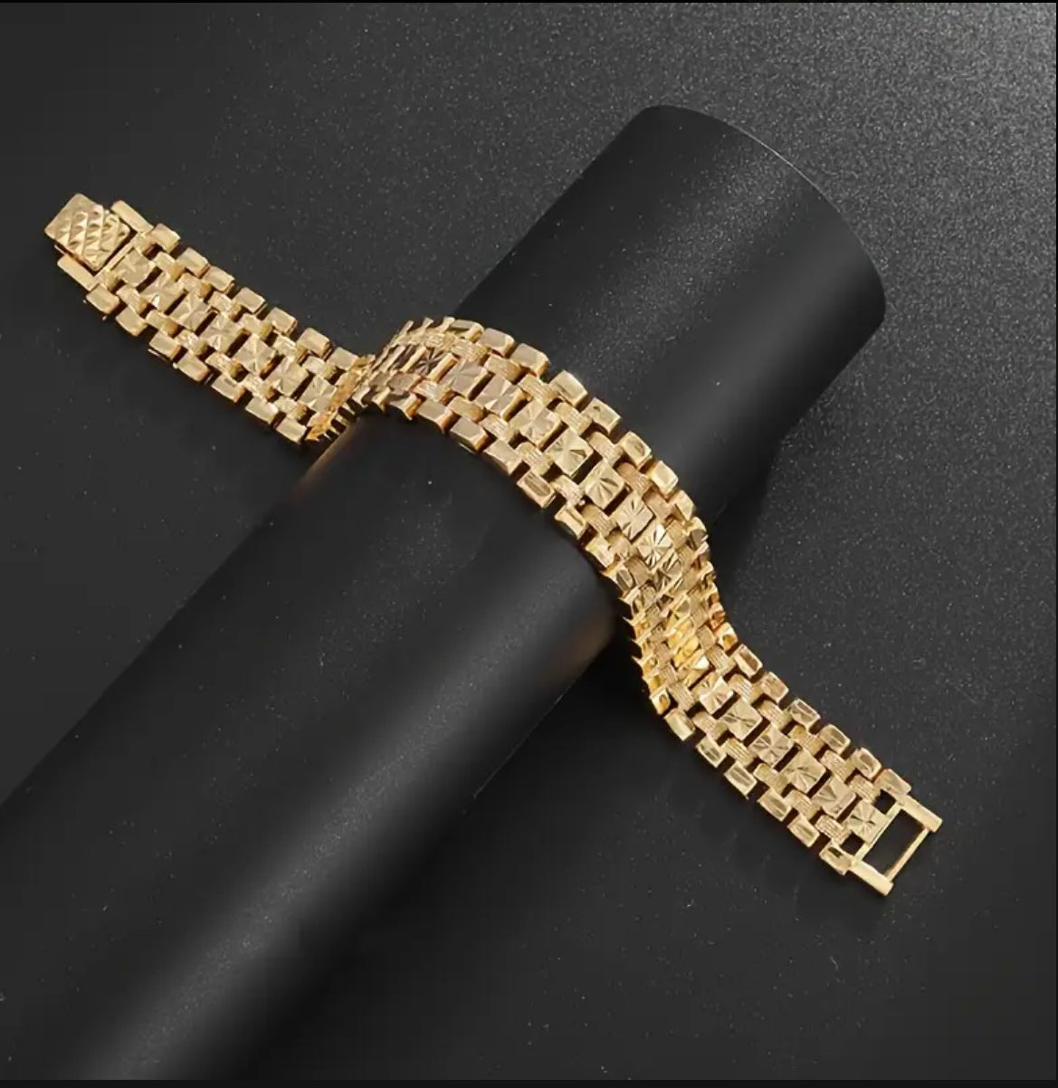 1pc Chaîne plaquée or à la mode, Bracelet en cuivre pour homme