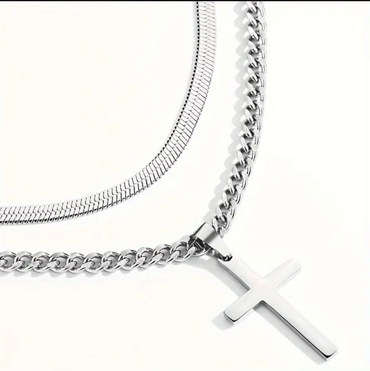 Collier croisé à double rangée en acier inoxydable, accessoires en acier titane pour hommes