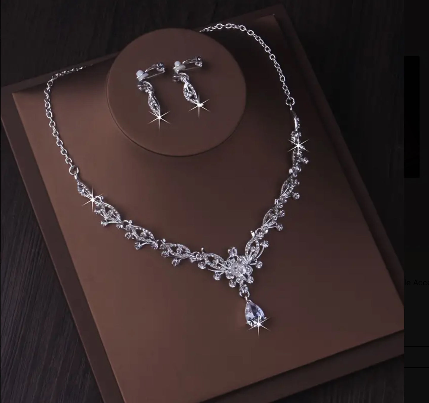 Ensemble De Bijoux De Mariée Collier De Mariage Collier Pour Dames Boucles D'oreilles Ensemble Fleur Zircon Strass Robe De Mariée Ensemble Accessoires De Robe De Soirée Collier