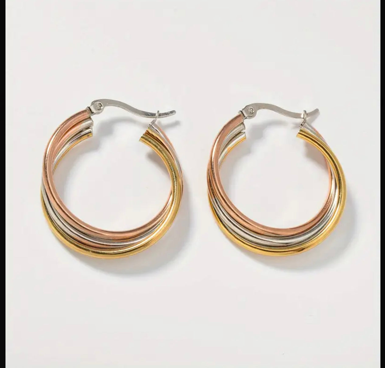 Boucles d'oreilles créoles classiques en acier inoxydable pour femmes, polyvalentes pour toutes les saisons, port quotidien et de fête, aiguille d'oreille hypoallergénique, lot de deux