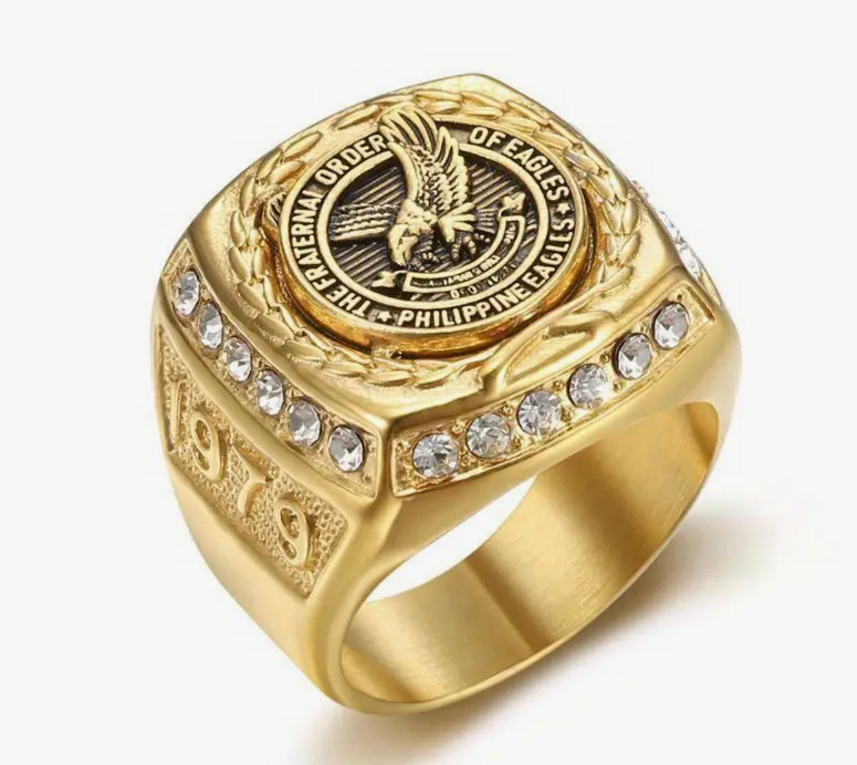 Bague En Titane Plaqué Or, Motif Aigle Cool Pour Homme