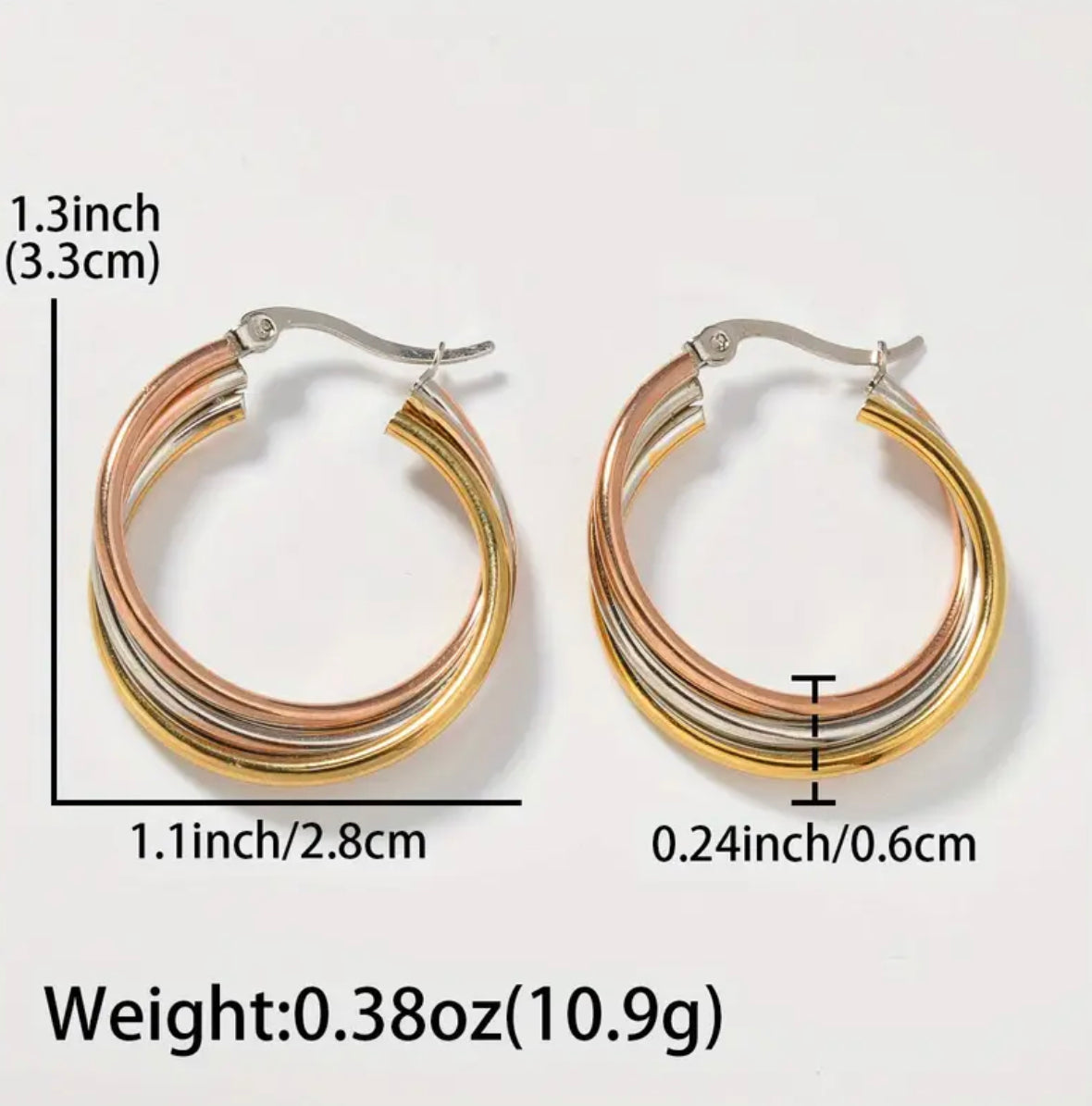 Boucles d'oreilles créoles classiques en acier inoxydable pour femmes, polyvalentes pour toutes les saisons, port quotidien et de fête, aiguille d'oreille hypoallergénique, lot de deux