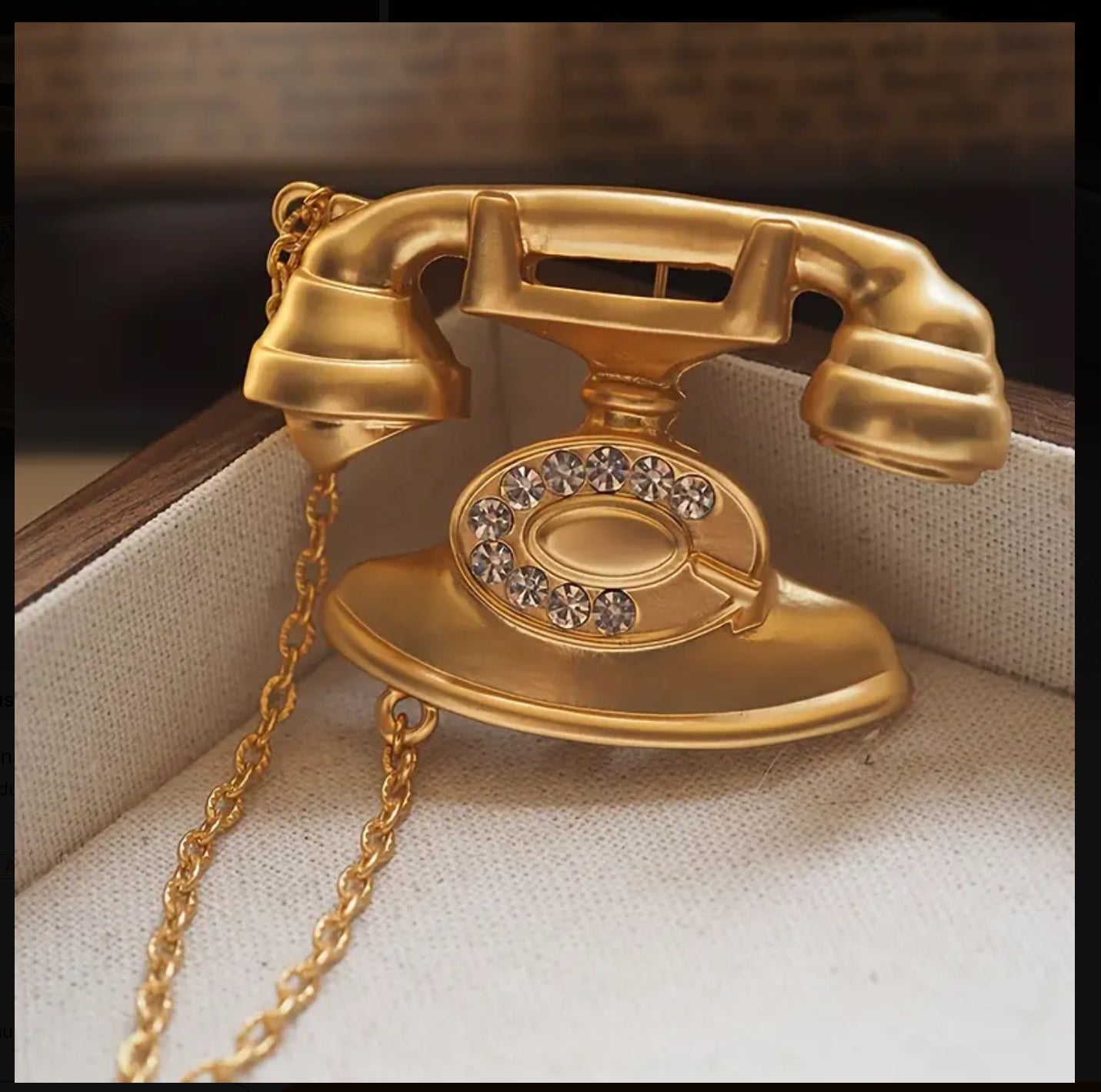 Broche téléphone dorée luxueuse - incrustée de strass scintillants - épingle multifonctionnelle, parfaite pour les accessoires vestimentaires