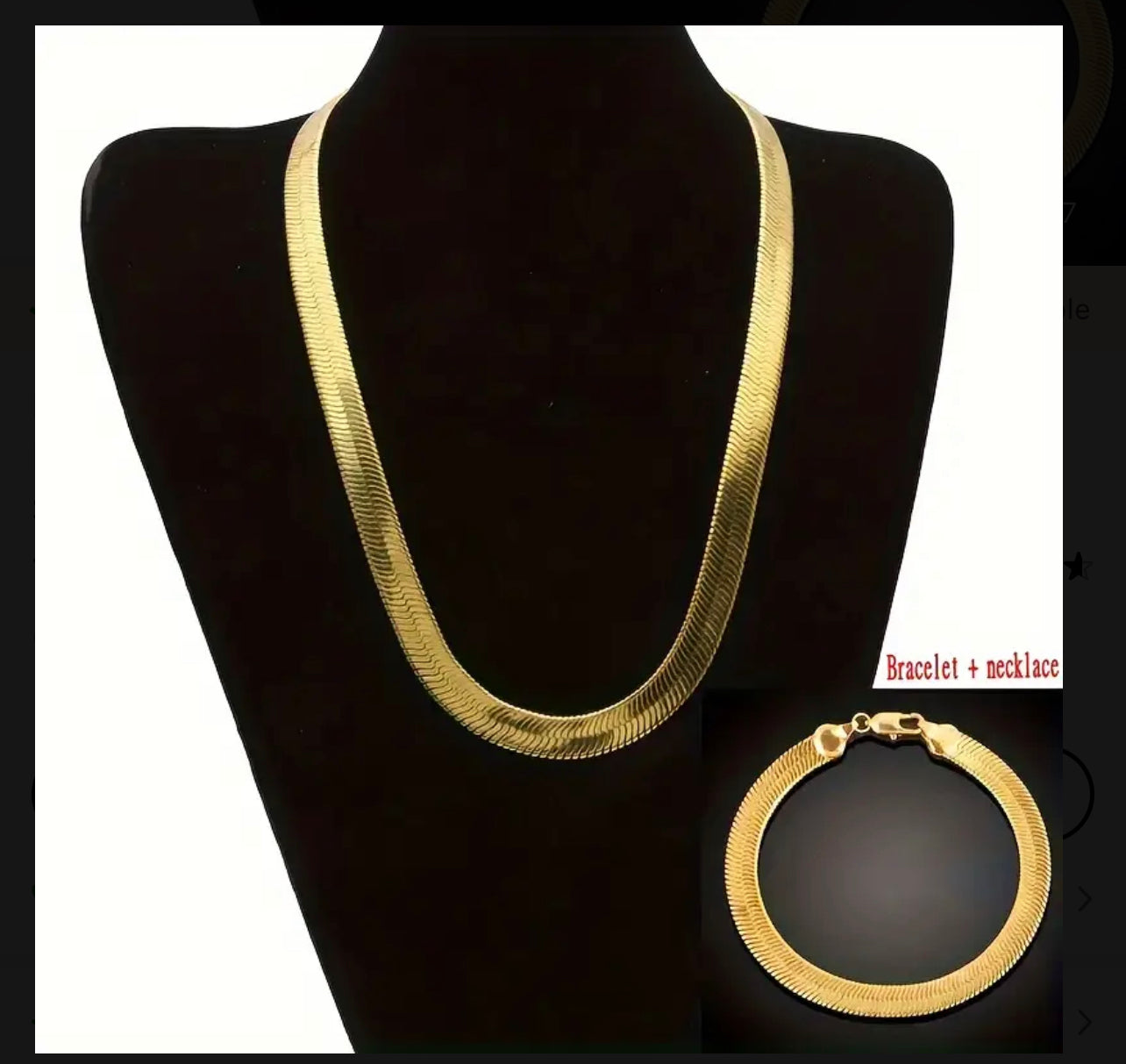 Ensemble de 2 pièces de Collier et Bracelet à Chaîne Plate Dorée Luxueuse - Parfait pour les Fêtes, les Cadeaux & la Saint-Valentin