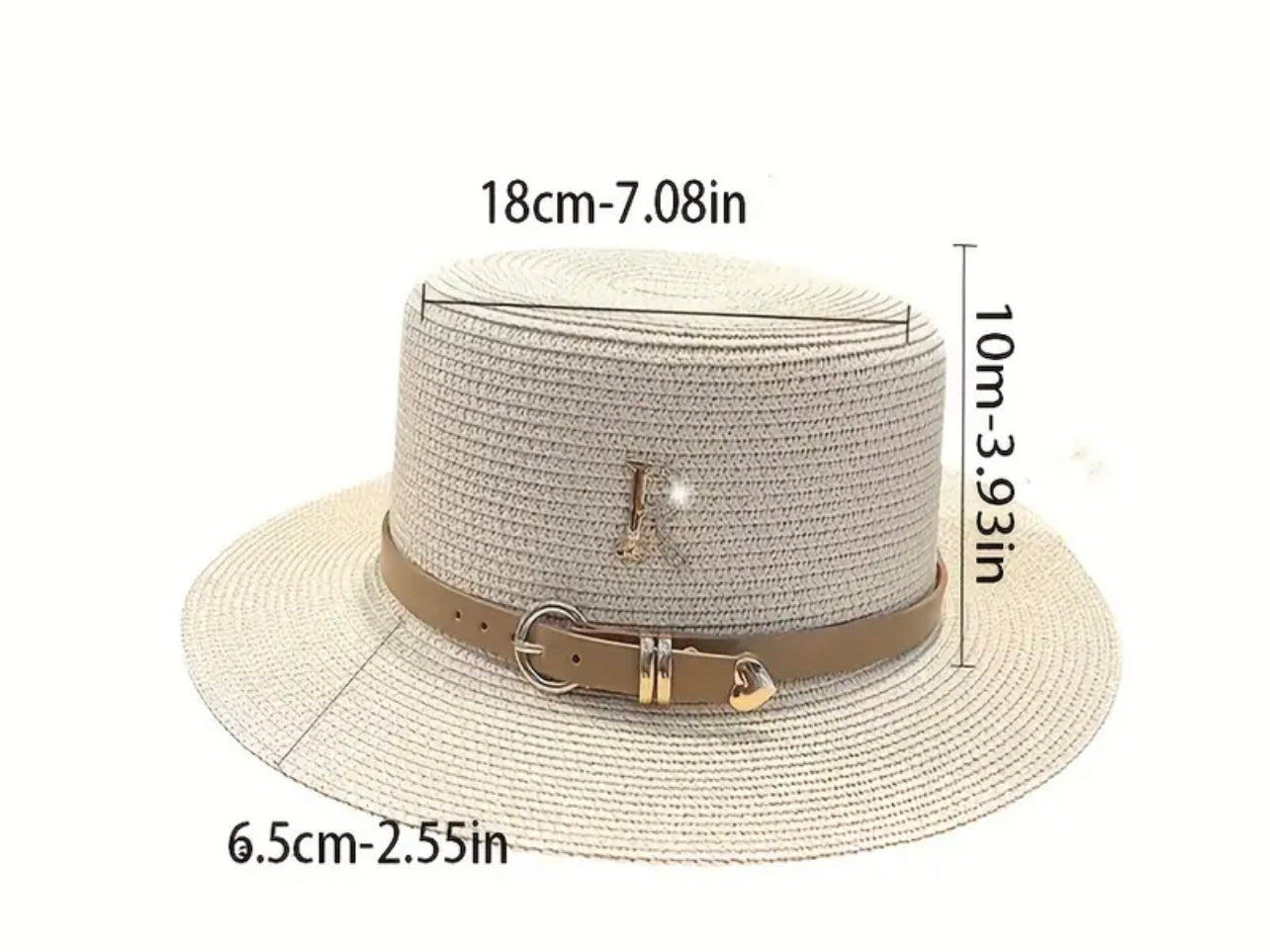 Élégant Chapeau De Paille Plat Avec Ceinture Décorative Style Français Chapeau De Soleil Classique De Voyage Pour Femmes