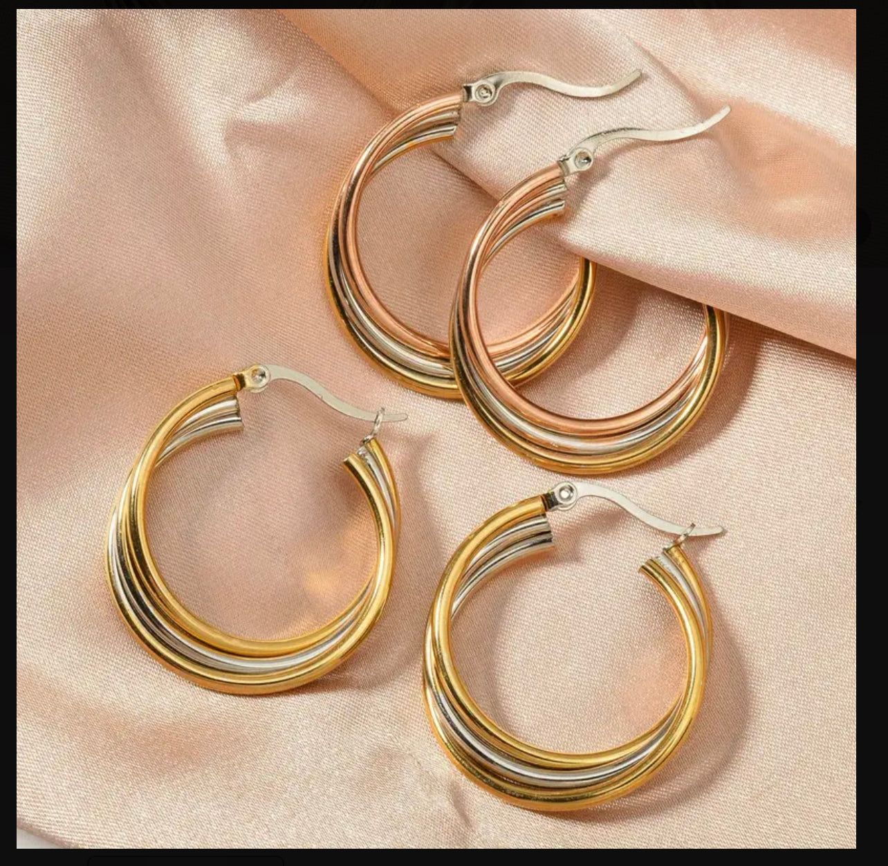 Boucles d'oreilles créoles classiques en acier inoxydable pour femmes, polyvalentes pour toutes les saisons, port quotidien et de fête, aiguille d'oreille hypoallergénique, lot de deux