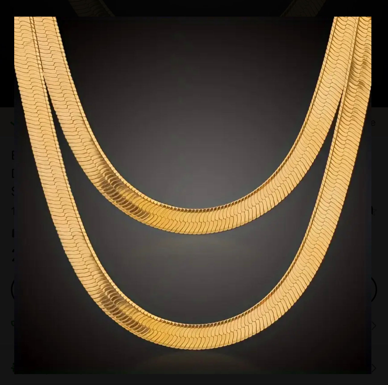 Ensemble de 2 pièces de Collier et Bracelet à Chaîne Plate Dorée Luxueuse - Parfait pour les Fêtes, les Cadeaux & la Saint-Valentin