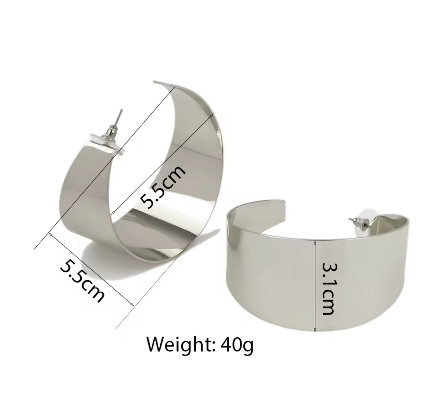 Boucle d’oreille en C luxe acier