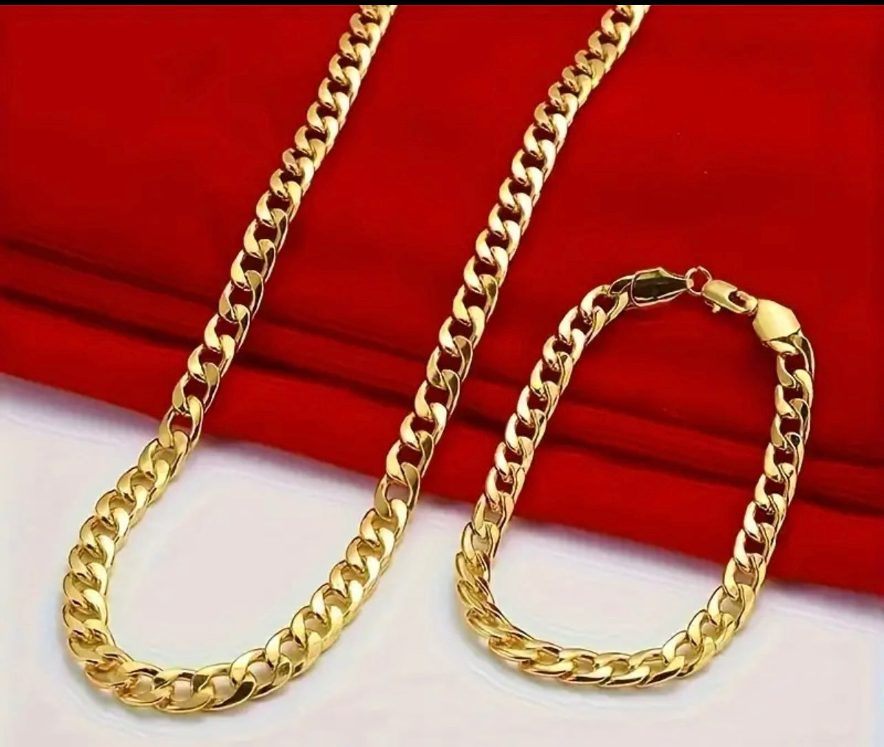 Ensemble Élégant de 2 Pièces Collier et Bracelet Nk Doré - Bijoux de Style Luxueux pour Femmes et hommes