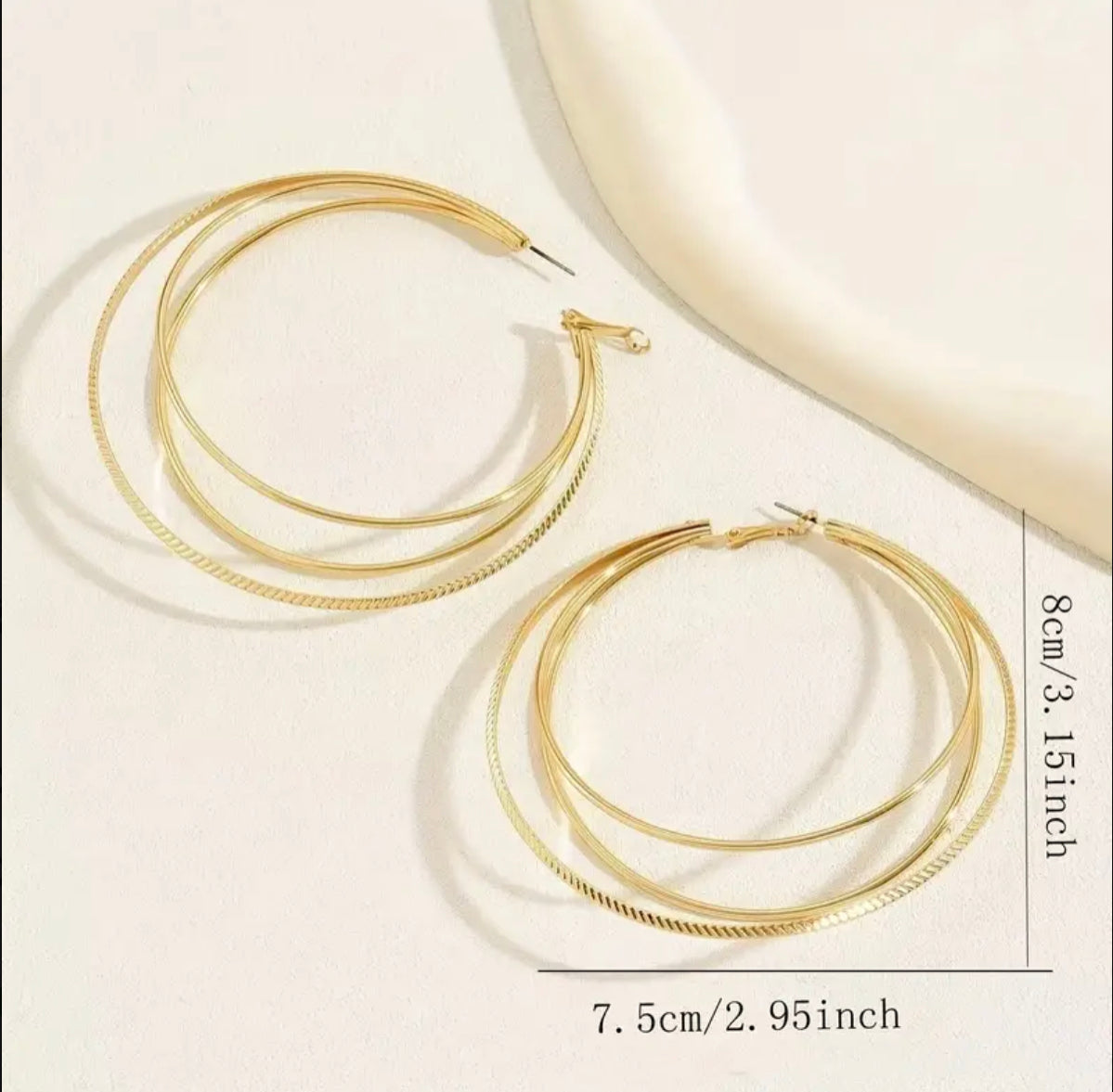 Boucles d'Oreilles Créoles Triple Couche Boho-Chic pour Femmes - Tiges en Acier Inoxydable, Artisanat en Fer, Parfaites pour le Quotidien & les Fêtes