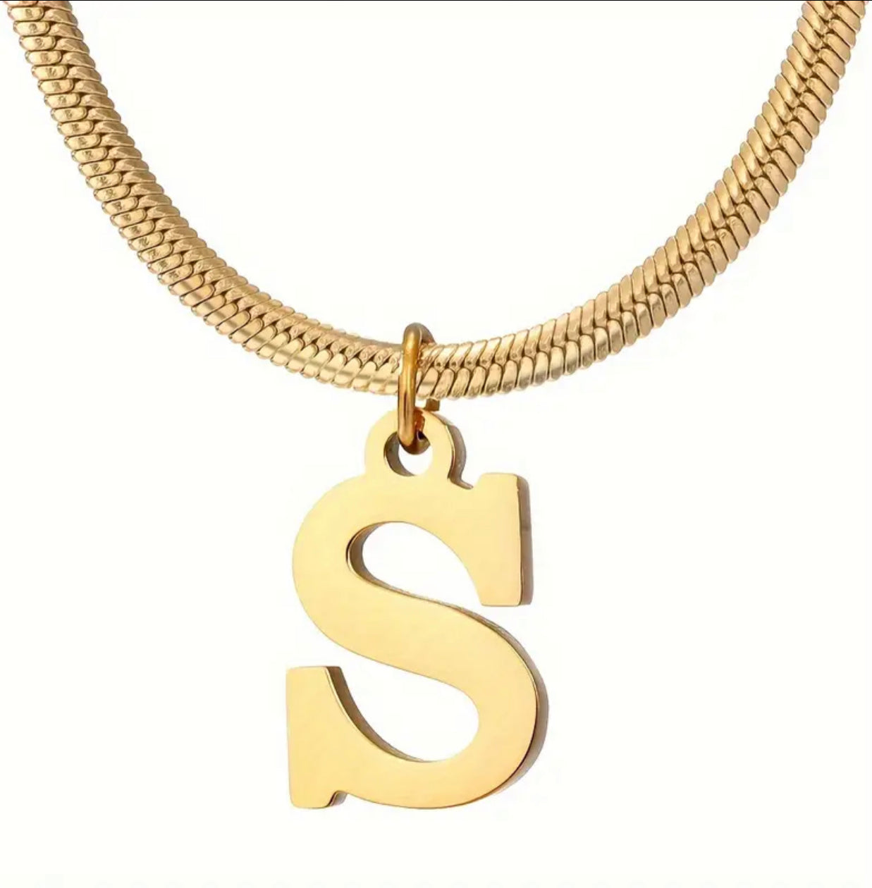 Pendentif Lettre Simple En Acier Inoxydable, Chaîne Serpent, Personnalité, Collier À La Mode Pour Hommes Et Femmes