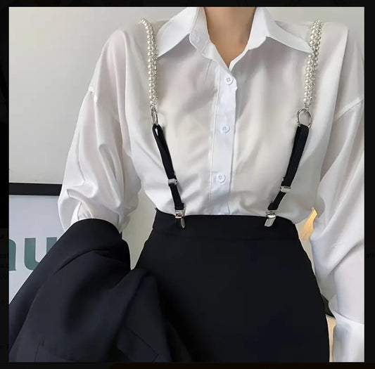 Élégants porte-jarretelles en élasthanne pour femmes avec détails en strass, design en tissu micro-élastique en forme de Y avec attaches métalliques ajustables, chaîne décorative en perle, polyvalent pour sorties décontractées, mariages, festivals, soirée