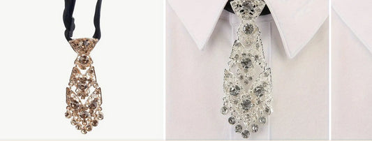 Cravate en Alliage Incrustée de Strass Élégante pour Mariages et Fêtes - Accessoire Tendance