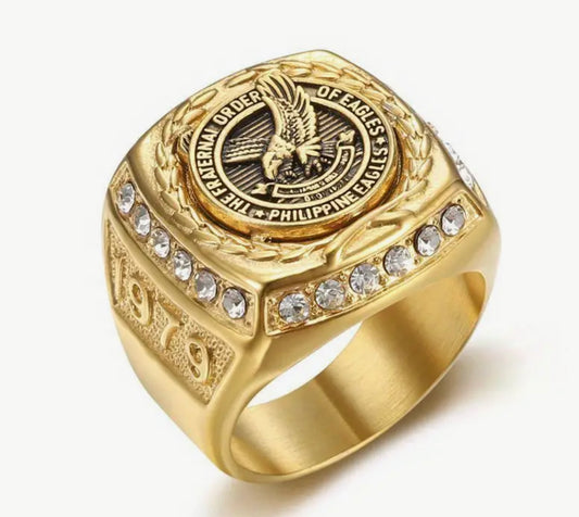 Bague En Titane Plaqué Or, Motif Aigle Cool Pour Homme