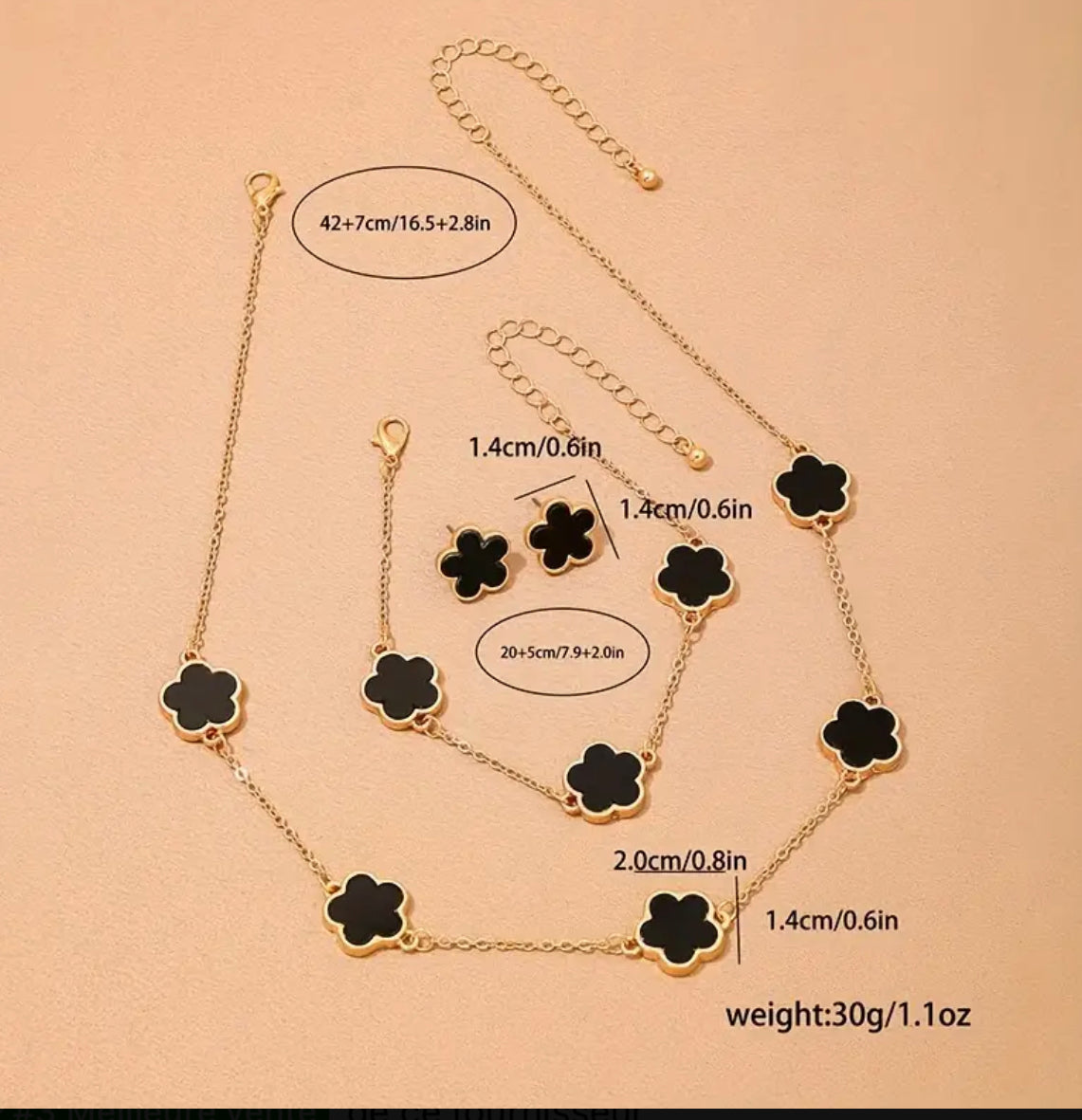 Ensemble de Bijoux Chic Minimaliste Fleur de Trèfle - Collier et Boucles d'Oreilles en Alliage de Zinc & Résine, Parfait pour Tenue Décontractée ou Cadeau de Saint-Valentin, Accessoire Élégant pour Femme