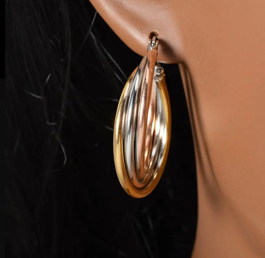 Boucles d'oreilles créoles classiques en acier inoxydable pour femmes, polyvalentes pour toutes les saisons, port quotidien et de fête, aiguille d'oreille hypoallergénique, lot de deux