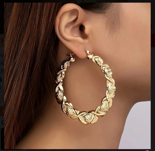 Boucles d'oreilles créoles élégantes en acier inoxydable - Aiguille d'oreille en alliage, design géométrique, à la mode pour les occasions quotidiennes et festives, cadeau idéal pour Noël, convient à toutes les saisons